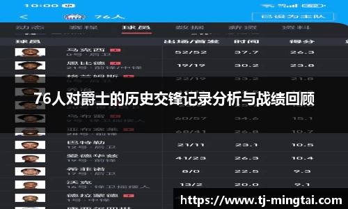 76人对爵士的历史交锋记录分析与战绩回顾