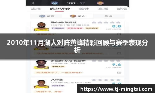 2010年11月湖人对阵黄蜂精彩回顾与赛季表现分析