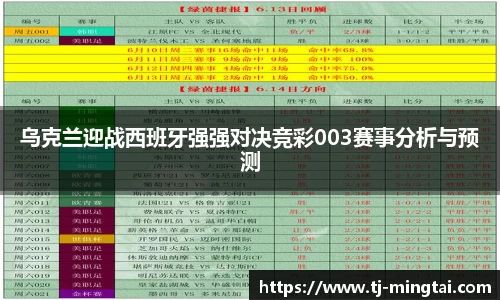 乌克兰迎战西班牙强强对决竞彩003赛事分析与预测